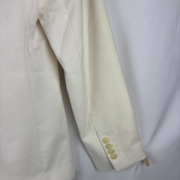 Small Double Breasted Blazer White Cream Long Sleeve Button Close Lapel Pockets - Picture 12 of 12
